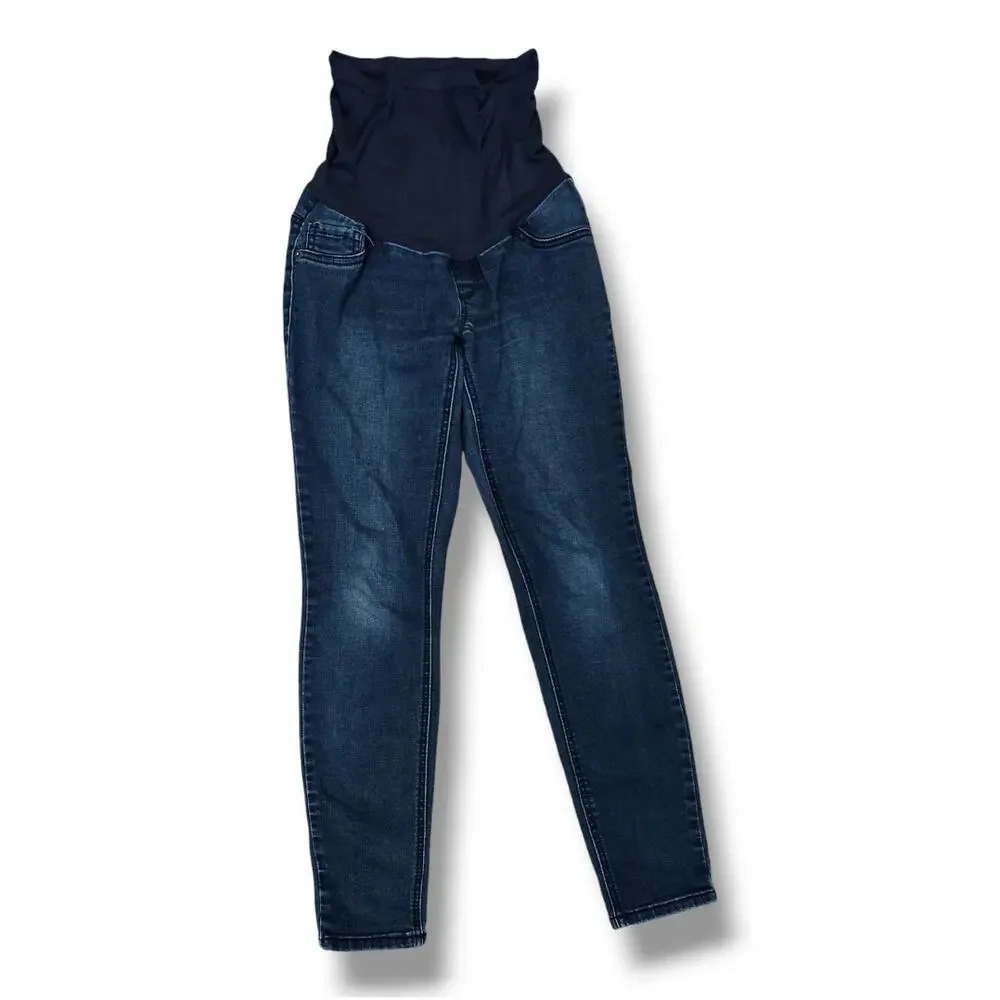 Indigo Blue women's petite blue denim full belly panel skinny jeans -PS